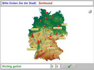 Aufgabenbild Therapiemodul Geografie: Karte Deutschland Städte